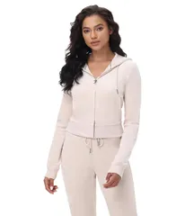 ジューシークチュール レディース アウター パーカー・スウェット Juicy Couture Luxe Velour Juicy Hoodie with Back Bling Crystalのサムネイル