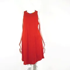 SPLENDID MARGHERITA スプレンディッド マルゲリータ チュニック ワンピース ニット リネン 配色ネック ラウンドヘム ノースリーブ M オレンジ マルチカラー