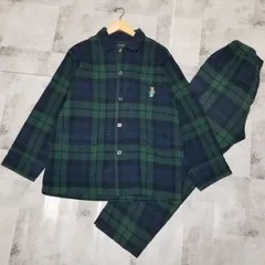 POLO RALPH LAUREN ポロベア チェック パジャマ セットアップ Lサイズ グリーン 緑色 綿・コットン 100% ロゴ刺繍 フランネル 上下セット