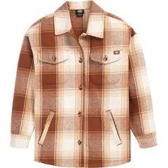 ディッキーズ レディース アウター ジャケット・ブルゾン Dickies Flannel Plaid Shacket Womens Cappuccino チェックのサムネイル