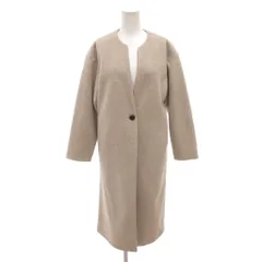 ユナイテッドアローズ A DAY IN THE LIFE UNITED ARROWS タグ付き メルトン キーネック コート ノーカラー ロング 36 ベージュ /FF
