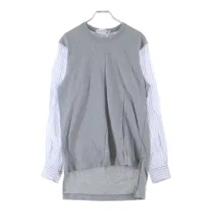 COMME des GARCONS SHIRT (コムデギャルソンシャツ) 異素材 袖切替 コットン アクリル ドッキング長袖シャツ グレー/ホワイト S27055のサムネイル