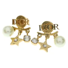 Christian Dior (クリスチャンディオール) ロゴ フェイクパール ピアス ゴールド GPのサムネイル