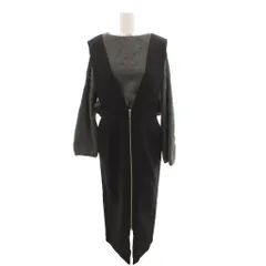 グリーンレーベルリラクシング ユナイテッドアローズ green label relaxing タグ付き SHIORI IRIE フェザープルオーバー × ジャンパースカート シャギー ワンピース F 黒 ブラック 緑 グリーン /FF