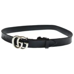 GUCCI (グッチ) GGマーモント レザーベルト ブラック 414516 シルバー金具