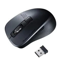 【在庫セール】サンワサプライ ワイヤレスマウス 2.4GHz(USB A) 静音 ブルーLED 5ボタン 1600dpi(2段階切替) 小型 ブラック MA-WBL153BK