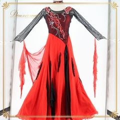GRANT Mサイズ 社交ダンス スタンダードドレス 新品 赤x黒 - メルカリ