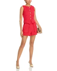 サンク セプト レディース アウター ベスト ツイード ショートパンツ Cinq Sept Camen Boucl Vest Allen Tweed Shorts Cherry Lemon