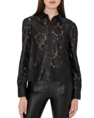 ミリー レディース トップス シャツ レース MILLY Arlo Textured Lace Shirt Black ブラックのサムネイル