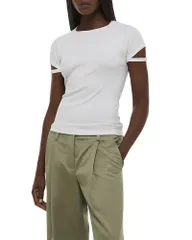 ヘルムート ラング レディース トップス Tシャツ クルーネック Helmut Lang Crewneck Raglan Crop Tee Optic White ホワイトのサムネイル