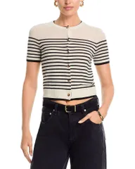 ラグアンドボーン レディース アウター カーディガン rag bone Anne Stripe Short Sleeve Cardigan Ivory アイボリーのサムネイル