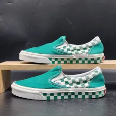 ヴァンズ チェッカーボード グリーン スリッポン 245