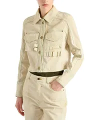 バルマン レディース アウター ジャケット・ブルゾン デニム Balmain Fadedenim Jacket Beige ベージュのサムネイル