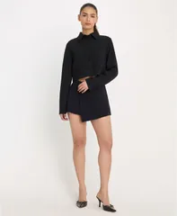 グッドアメリカン レディース アウター ジャケット・ブルゾン プラスサイズ クロップド Good American Womens Collared Cropped Jacket Regular Pluのサムネイル