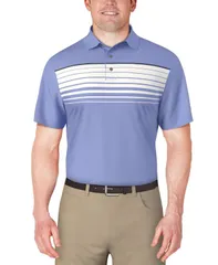 ピージーエーツアー メンズ トップス ポロシャツ プリント PGA TOUR Mens Chestripe Print Golf Polo Shirt Azurine ストライプのサムネイル