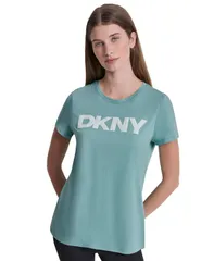 ダナ キャラン ニューヨーク レディース トップス Tシャツ クルーネック ロゴ DKNY Sport Womens Puff Logo Crewneck TShirt Coastlineclearのサムネイル