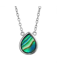 ブリング レディース アクセサリー ネックレス・チョーカー・ペンダントトップ レース Bling Jewelry Simple TeardropearShaped Rainbow Abalone Shell Inlay Pendant Necklace 925