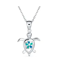 ブリング レディース アクセサリー ネックレス・チョーカー・ペンダントトップ レース Bling Jewelry Nautical Plumeria Flower Opal Sea Turtle Pendant Necklace Sterling Blue ブ