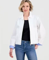 ナウティカ レディース アウター ジャケット・ブルゾン コットン ジーンズ Nautica Jeans Womens Cotton Solid ZipFront Jacket Bright Whiteのサムネイル