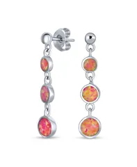 ブリング レディース アクセサリー ピアス・イヤリング Bling Jewelry Geometric 3 Bezel Roundisc Linear Circle Synthetic Opal Danglearringsterling Pink ピンク