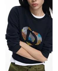 デジグアル レディース アウター パーカー・スウェット シャツ ロゴ Desigual Womensweatshirt Logo Beads Black ブラックのサムネイル