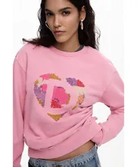 デジグアル レディース アウター パーカー・スウェット シャツ ロゴ Desigual Womensweatshirt Logo Beads Pink ピンクのサムネイル