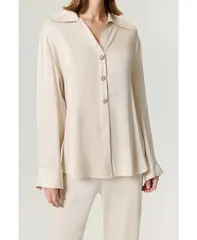 ノクチューン レディース トップス シャツ NOCTURNE Womens Belted Shirt with Statement Buttons Open white ホワイト