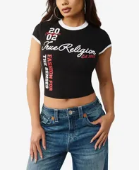 トゥルーレリジョン レディース トップス Tシャツ コントラスト キャップスリーブ キャップ True Religion Womens Contrast Sporty CapSleeve TShirtのサムネイル