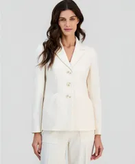 アンクライン レディース アウター ジャケット・ブルゾン ブレザー Anne Klein Womens NotchLapel ThreeButton Blazer White Dove ホワイト