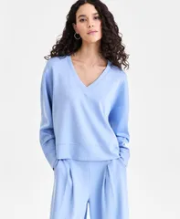アイエヌシー インターナショナル コンセプト レディース アウター パーカー・スウェット Vネック シャツ INC International Concepts Womens Long Sleeve VNeck Sweatshirt Macys Exclusi