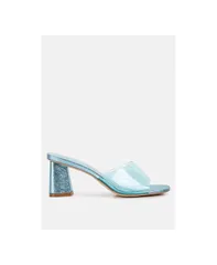 ロンドンラグ レディース シューズ サンダル ヒール London Rag Womens Eugnie Clear Straps Block Heel Sandals Blue ブルー