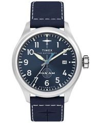 タイメックス メンズ アクセサリー 腕時計 レザー Timex Mens Mechanical Automatic Blue Leather Watch 41mm Blue ブルー