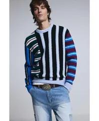 デジグアル メンズ アウター ニット・セーター Desigual Mens Multistripe sweater Orange オレンジのサムネイル