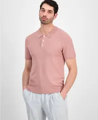アルファニ メンズ アウター ニット・セーター ポロシャツ 半袖 Alfani Mens Basketweave ShortSleeve Polo Sweater Macys Exclusive Waのサムネイル