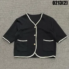 ブラック ツイード 半袖 ジャケット m