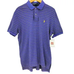 ポロバイラルフローレン Polo by RALPH LAUREN 香港製 ポニー刺繍 ボーダー サイドスリット ポロシャツ メンズ import：M 