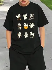 送料無料 ジュニア（サモエド 筋トレ ジム イヌ）熱転写3Dプリント面白いTシャツ パロディ 子供服 男の子 女の子 小学生 中学生 半袖 夏「背面印刷可､備考必須」