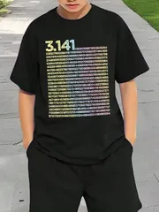 送料無料 ジュニア（3.14 数学 物理学 3.14 円周率の日）熱転写3Dプリント面白いTシャツ パロディ 子供服 男の子 女の子 小学生 中学生 半袖 夏「背面印刷可､備考必須」