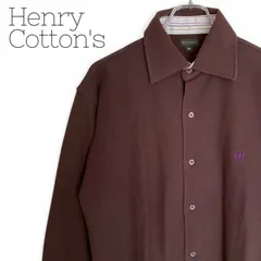 Henry Cotton's ヘンリーコットンズ ダークブラウン 長袖シャツ 鹿の子素材 刺繍ロゴ コットン100% ダーバン 日本製生地使用 Mサイズ相当 メンズ カジュアル 上質 1086KZのサムネイル
