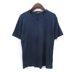ニコルクラブフォーメン NICOLE CLUB FOR MEN Tシャツ カットソー Vネック 半袖 46 L 紺 ネイビー /YI