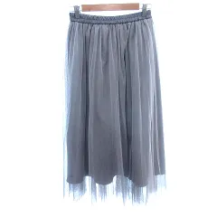 コムサモデルズ COMME CA MODELS チュールスカート プリント マキシ ロング F グレー /AU