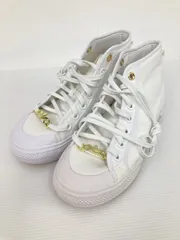 adidas アディダス スニーカー 23.0cm ホワイト キャンバス 無地 ワンポイント ブランドロゴ 紐 ハイカット