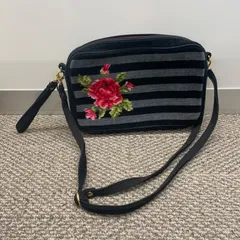 FEILER フェイラー シュニール織 花柄刺繍ショルダーバッグボーダー　管理番号SC066