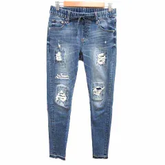 アズールバイマウジー AZUL by moussy デニムパンツ ジーンズ スキニー ダメージ加工 S 青 ブルー /YK