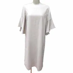 ビームスハート BEAMS HEART ワンピース ひざ丈 フレアスリーブ 五分袖 M 白 オフホワイト /YK