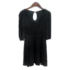 ペイトンプレイス PEYTON PLACE ワンピース ミニ 七分袖 7 S 黒 ブラック /MN