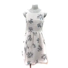 ナイスクラップ NICE CLAUP ワンピース ひざ丈 ノースリーブ 花柄 ベージュ /YI