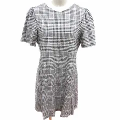 ザラウーマン ZARA WOMAN ワンピース ミニ チェック 半袖 L 黒 ブラック 白 ホワイト /YK