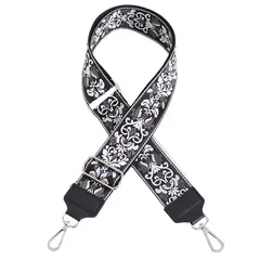 [ドナリー] バッグ ショルダーストラップ レディース 幅広 太め 黒 ジャカード 刺繍 ベルト 肩に優しい 後付け 可愛い おしゃれ 斜めがけ 長さ調整可能 単品 (ノルディックフラワー(ジャガード織り)) [ノルディックフラワー(ジャガード織り)]