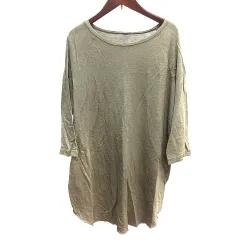 ジャーナルスタンダードレサージュ journal standard L'essage ニットワンピース ミニ 麻 リネン 七分袖 カーキ 緑 グリーン /AU